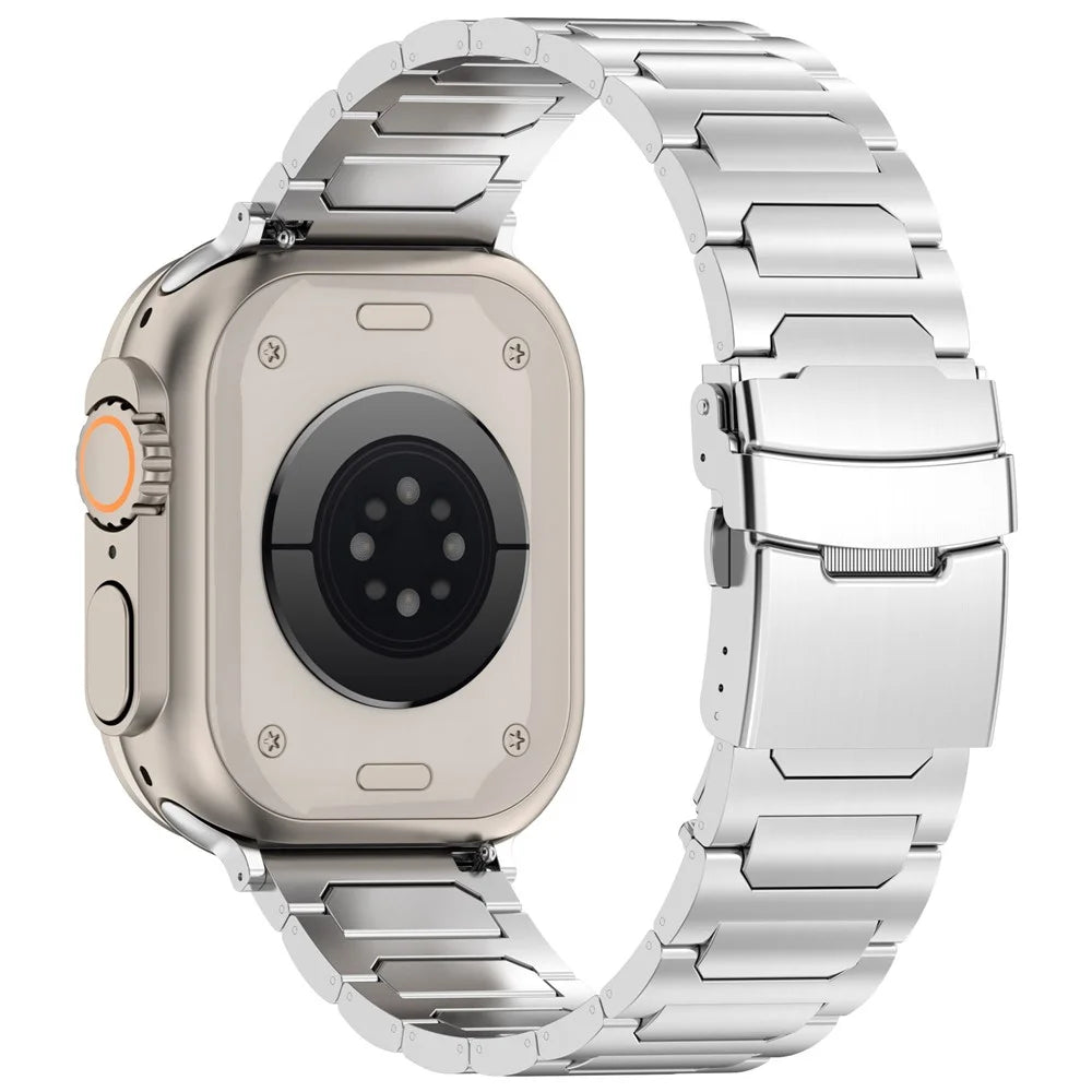 For Apple Watch Ultra 3 2 1 49mm / Series 11 10 46mm / 9 8 7 45mm / SE3 SE2 SE 6 5 4 44mm / 3 2 1 42mm Titanium Alloy Strap Band - Silver - 1