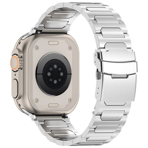 For Apple Watch Ultra 3 2 1 49mm / Series 11 10 46mm / 9 8 7 45mm / SE3 SE2 SE 6 5 4 44mm / 3 2 1 42mm Titanium Alloy Strap Band - Silver - 1