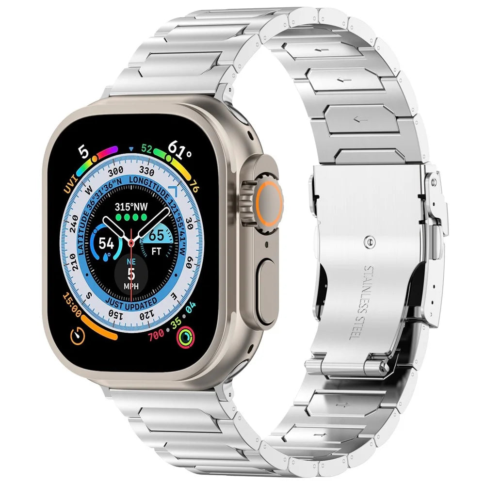 For Apple Watch Ultra 3 2 1 49mm / Series 11 10 46mm / 9 8 7 45mm / SE3 SE2 SE 6 5 4 44mm / 3 2 1 42mm Titanium Alloy Strap Band - Silver - 3
