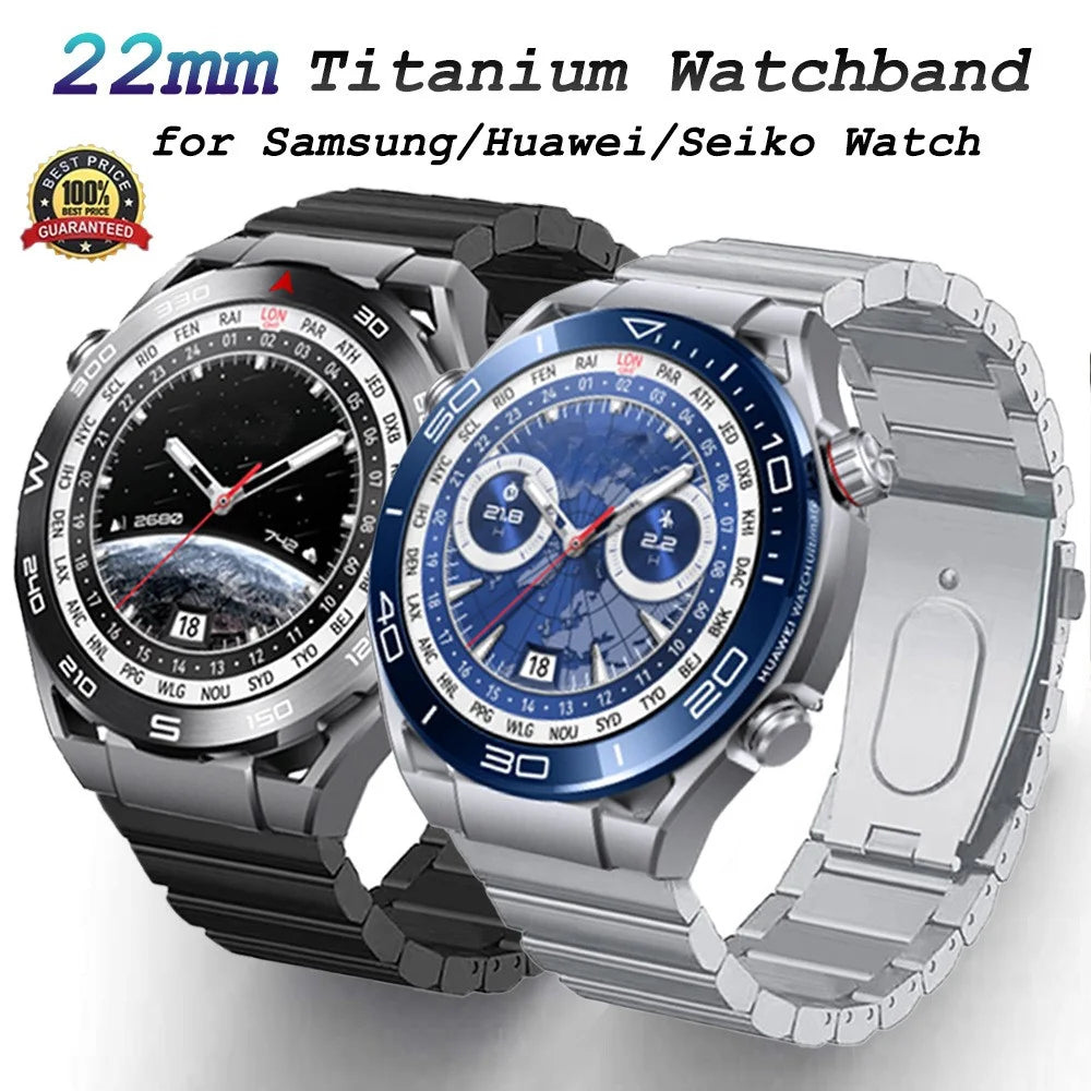 For Huawei Watch GT4 / Xiaomi Mi Watch / Samsung Titanium Alloy Watch Strap 22mm - Black - 3