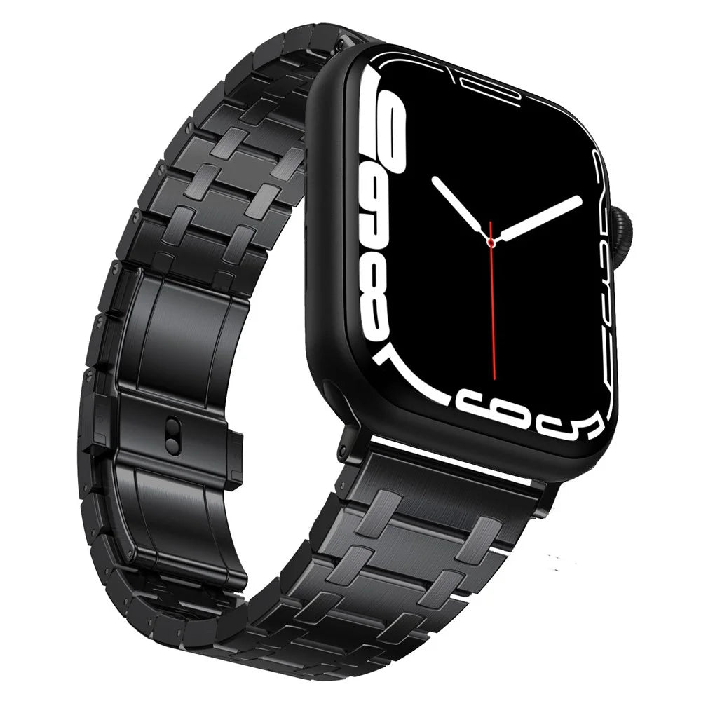 For Apple Watch Ultra 3 2 1 49mm / Series 11 10 46mm / 9 8 7 45mm / SE3 SE2 SE 6 5 4 44mm / 3 2 1 42mm Titanium Alloy Band - Black - 3