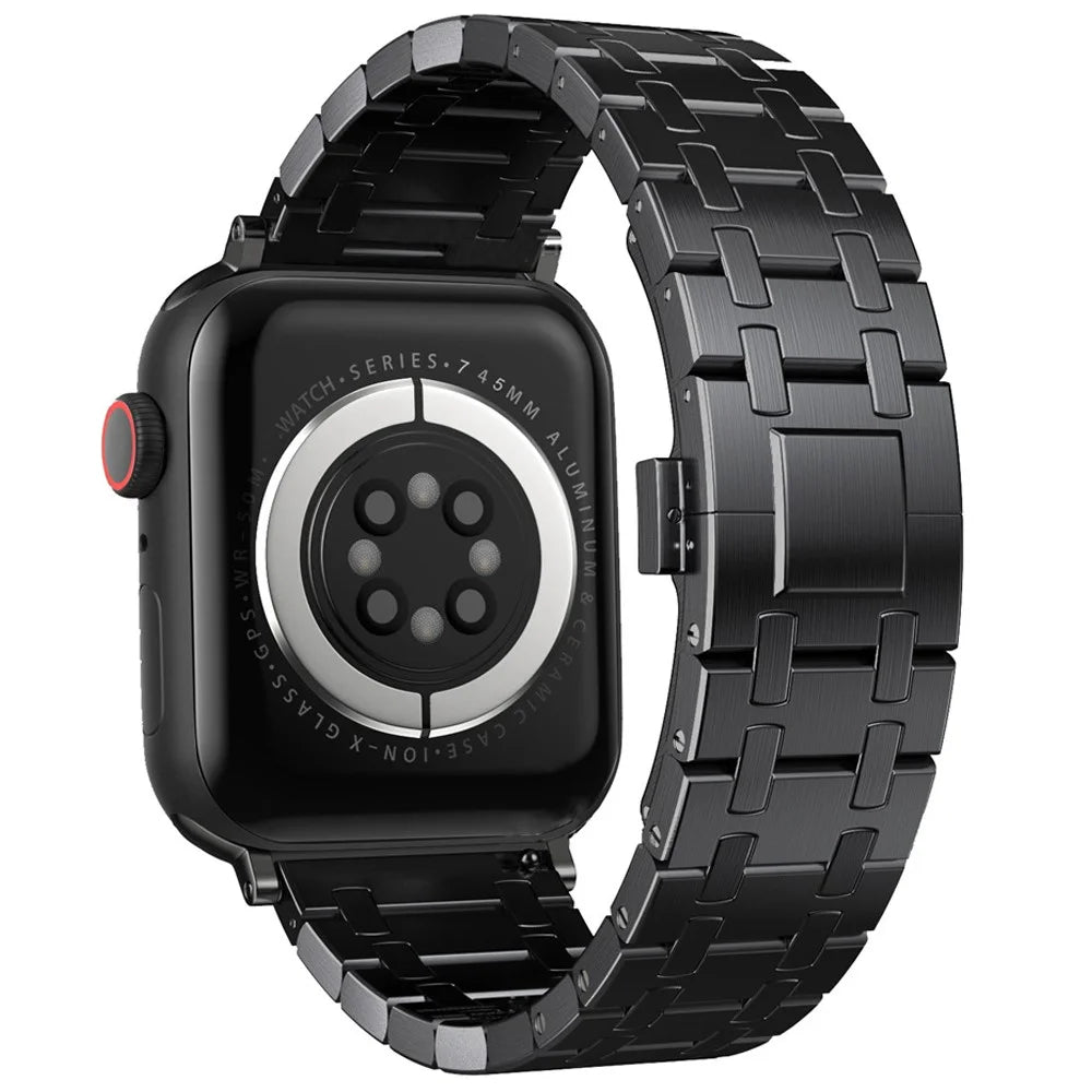 For Apple Watch Series 11 10 42mm / 9 8 7 41mm / SE3 SE2 SE 6 5 4 40mm / 3 2 1 38mm Watch Strap Titanium Alloy Band - Black - 1