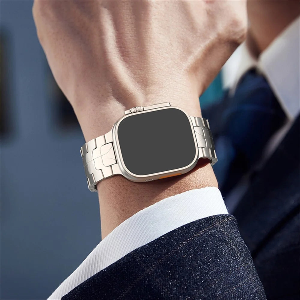 For Apple Watch Series 11 10 42mm / 9 8 7 41mm / SE3 SE2 SE 6 5 4 40mm / 3 2 1 38mm Magnetic Buckle Titanium Alloy Band - Titanium - 6