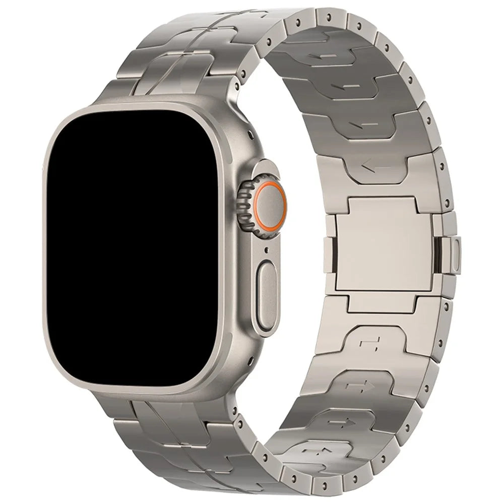 For Apple Watch Ultra 3 2 1 49mm / Series 11 10 46mm / 9 8 7 45mm / SE3 SE2 SE 6 5 4 44mm / 3 2 1 42mm Magnetic Titanium Alloy Watch Strap - Titanium - 2