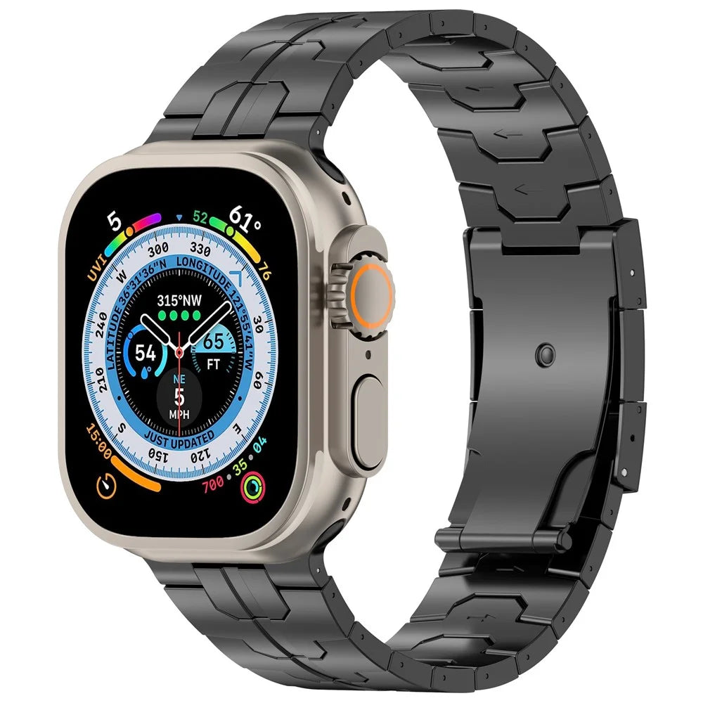 For Apple Watch Series 11 10 42mm / 9 8 7 41mm / SE3 SE2 SE 6 5 4 40mm / 3 2 1 38mm Watch Strap Titanium Alloy Bracelet - Black - 2