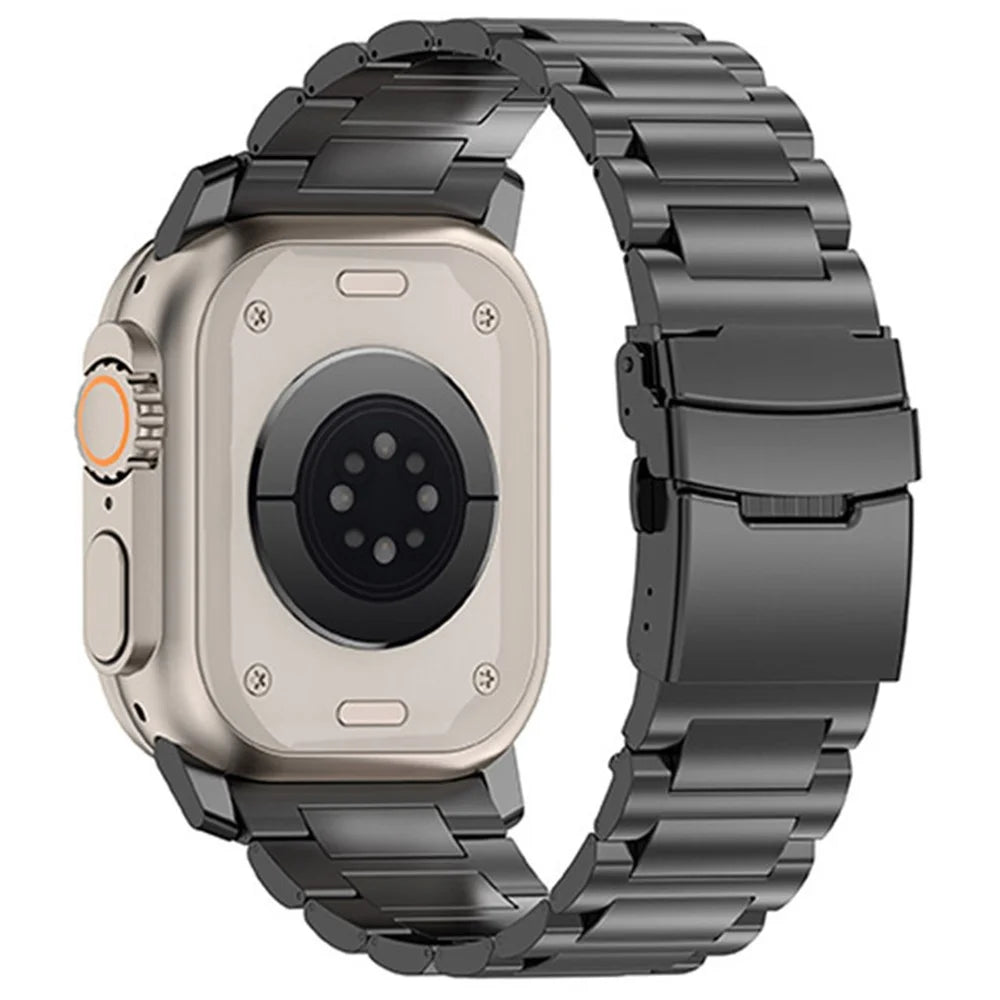 For Apple Watch Ultra 3 2 1 49mm / Series 11 10 46mm / 9 8 7 45mm / SE3 SE2 SE 6 5 4 44mm / 3 2 1 42mm Titanium Alloy Strap 26mm Band - Black - 1