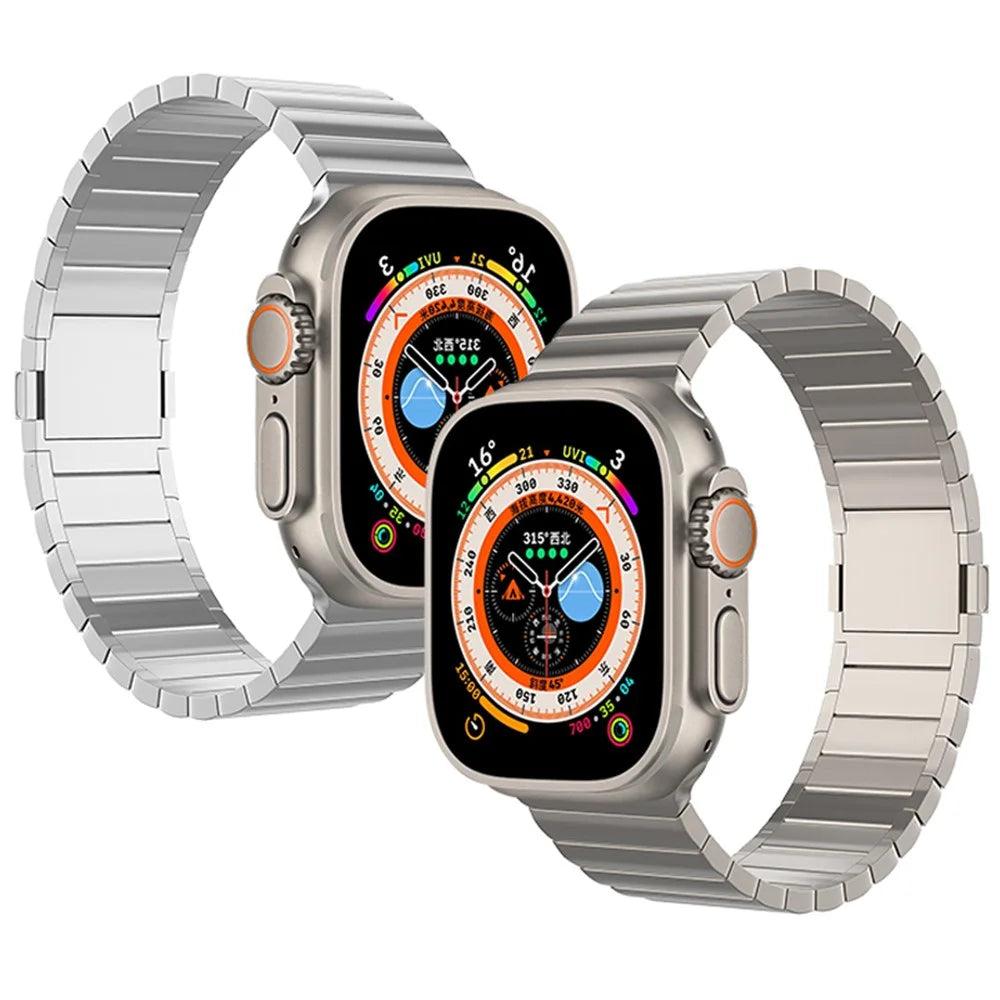 For Apple Watch Ultra 3 2 1 49mm / Series 11 10 46mm / 9 8 7 45mm / SE3 SE2 SE 6 5 4 44mm / 3 2 1 42mm Titanium Alloy Watch Band Magnetic Clasp - Titanium - 5