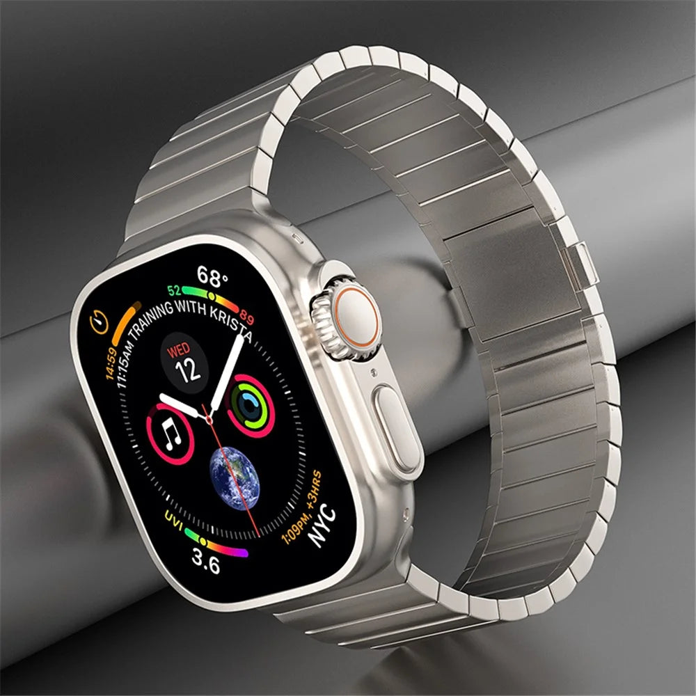For Apple Watch Ultra 3 2 1 49mm / Series 11 10 46mm / 9 8 7 45mm / SE3 SE2 SE 6 5 4 44mm / 3 2 1 42mm Titanium Alloy Watch Band Magnetic Clasp - Titanium - 6