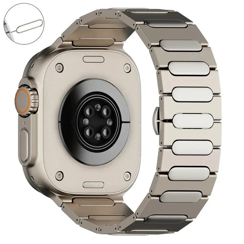 For Apple Watch Ultra 3 2 1 49mm / Series 11 10 46mm / 9 8 7 45mm / SE3 SE2 SE 6 5 4 44mm / 3 2 1 42mm Titanium Alloy Wristband - Titanium - 1