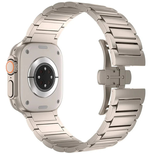 For Apple Watch Ultra 3 2 1 49mm / Series 11 10 46mm / 9 8 7 45mm / SE3 SE2 SE 6 5 4 44mm / 3 2 1 42mm Metal Butterfly Buckle Watch Band - Titanium - 1