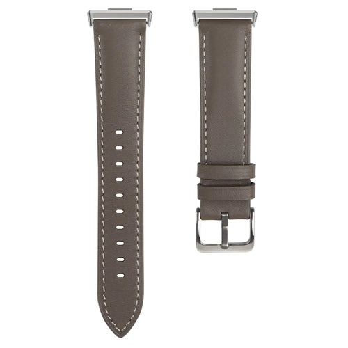 For Huawei Watch Fit 4 / Watch Fit 3 Genuine Cow Leather Band Slim Watch Strap - Grey - 1