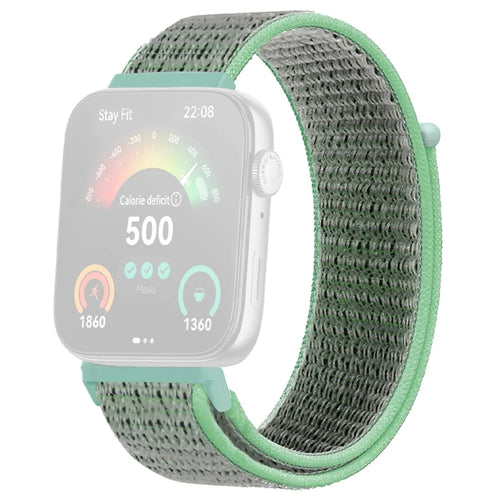 For Huawei Watch Fit 3 Band Breathable Braided Nylon Sport Adjustable Watch Strap - Light Green - 1