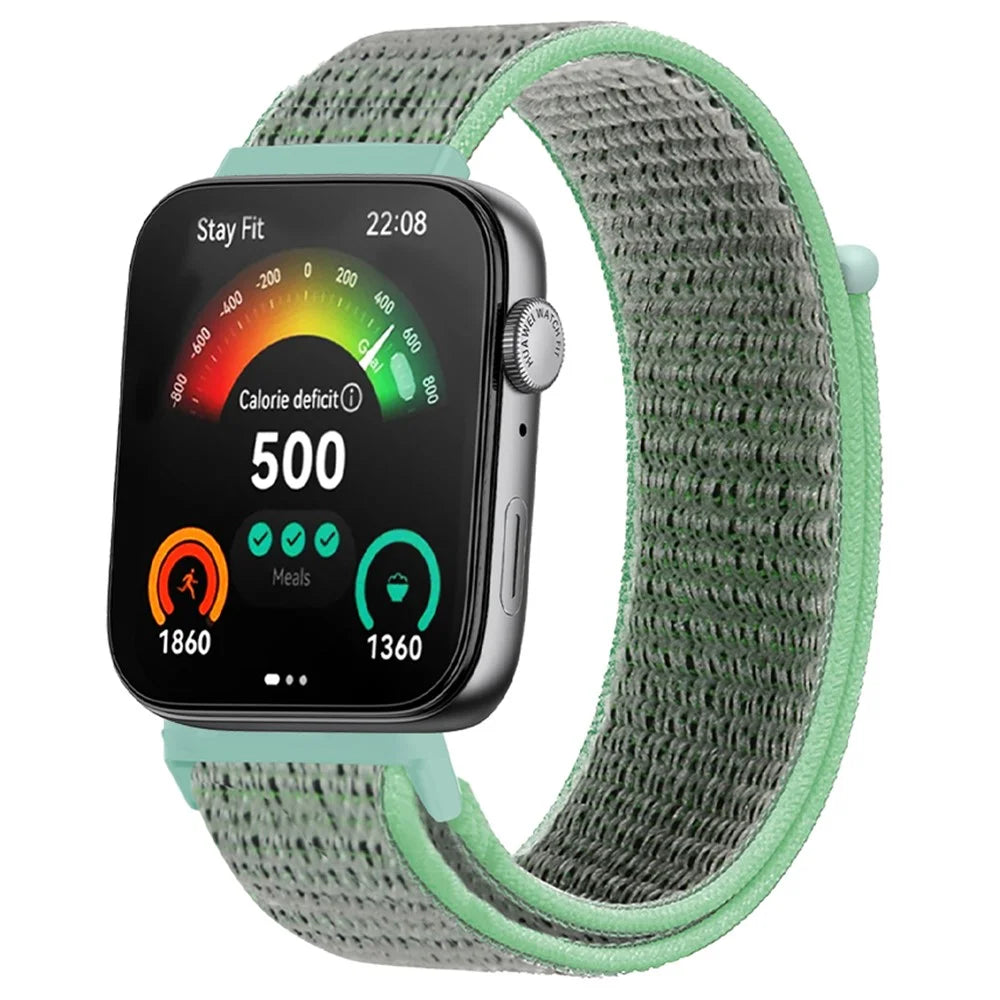 For Huawei Watch Fit 3 Band Breathable Braided Nylon Sport Adjustable Watch Strap - Light Green - 2