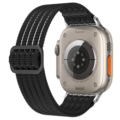 Breathable Nylon Strap for Apple Watch Ultra 3 2 1 49mm / Series 11 10 46mm / 9 8 7 45mm / SE3 SE2 SE 6 5 4 44mm / 3 2 1 42mm Wrist Band - Black - 1