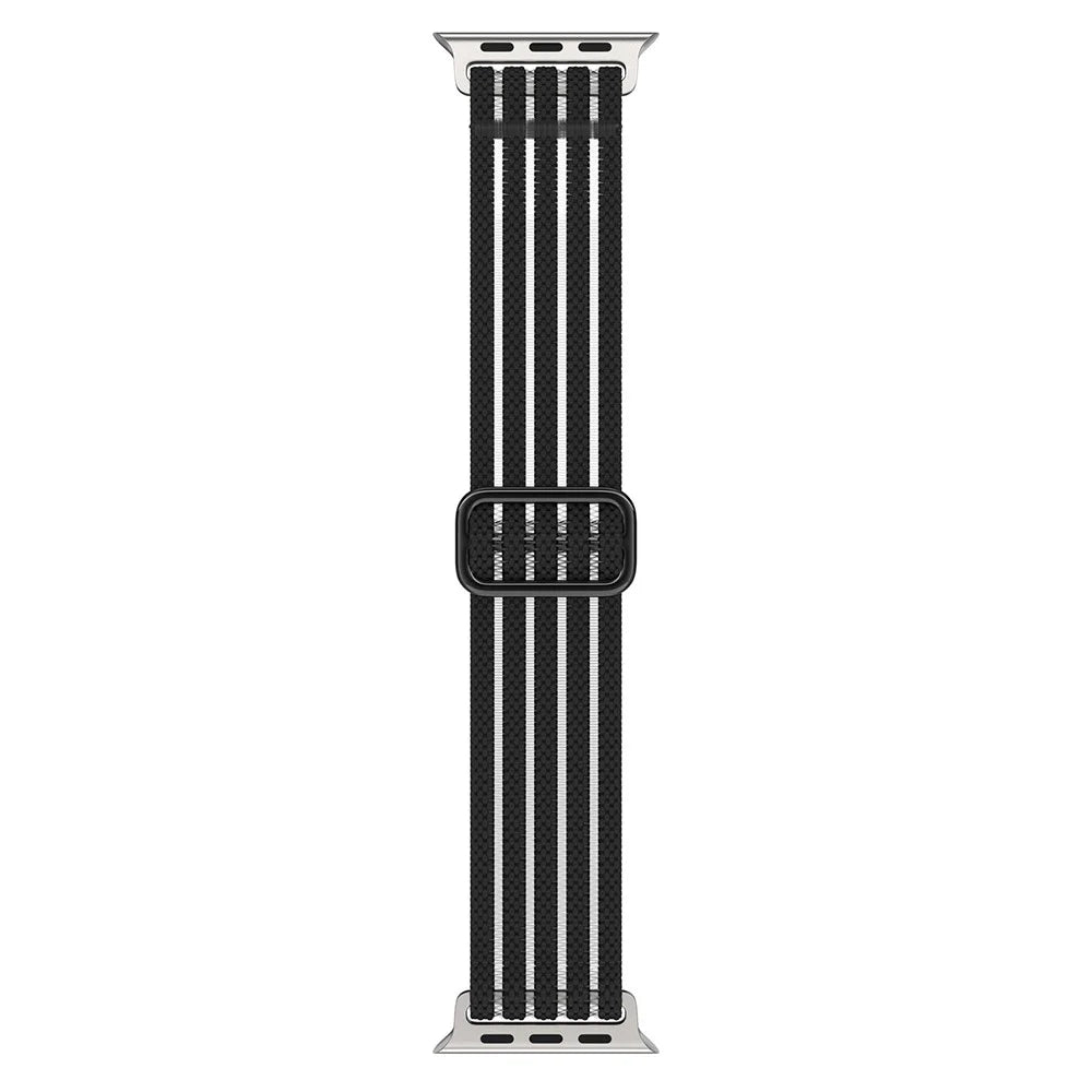 For Apple Watch Series 11 10 42mm / 9 8 7 41mm / SE3 SE2 SE 6 5 4 40mm / 3 2 1 38mm Woven Nylon Watch Strap Breathable Band - Black - 2