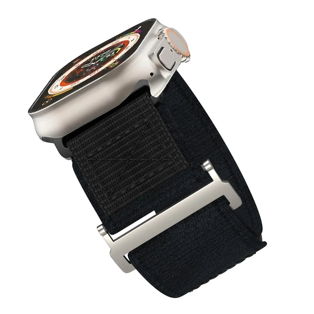 For Apple Watch Series 11 10 42mm / 9 8 7 41mm / SE3 SE2 SE 6 5 4 40mm / 3 2 1 38mm Nylon Watch Strap Magic Tape Replacement Band - Black - 3