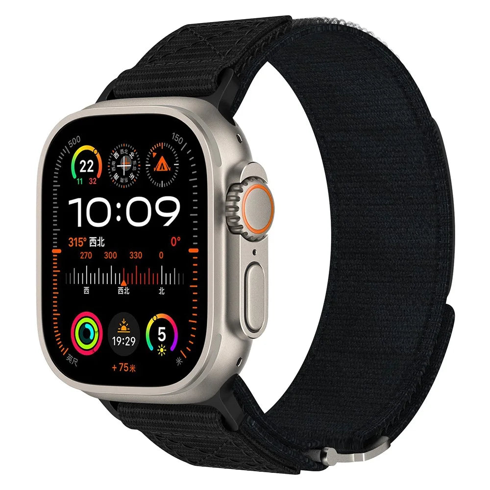 For Apple Watch Series 11 10 42mm / 9 8 7 41mm / SE3 SE2 SE 6 5 4 40mm / 3 2 1 38mm Nylon Watch Strap Magic Tape Replacement Band - Black - 4