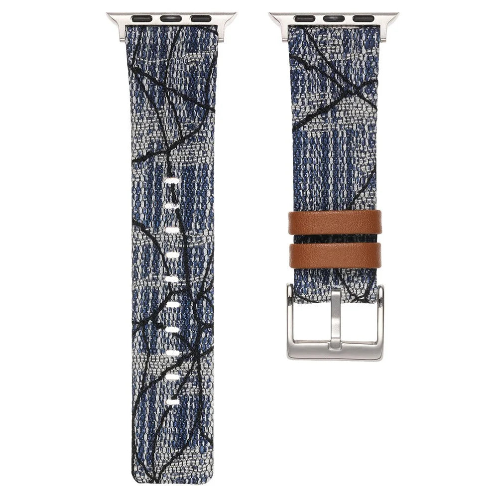 For Apple Watch Series 11 10 42mm / 9 8 7 41mm / SE3 SE2 SE 6 5 4 40mm / 3 2 1 38mm Replacement Strap Denim Watch Band - Dark Blue - 1