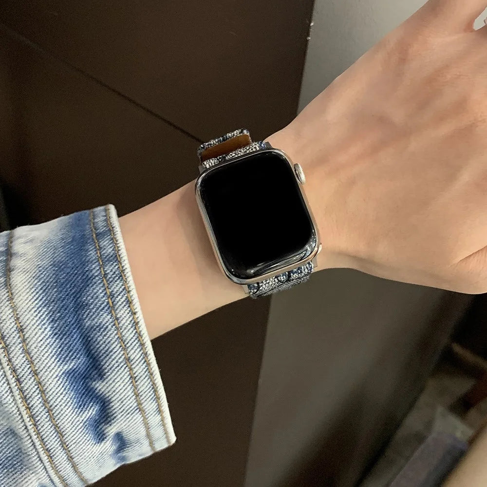 For Apple Watch Series 11 10 42mm / 9 8 7 41mm / SE3 SE2 SE 6 5 4 40mm / 3 2 1 38mm Replacement Strap Denim Watch Band - Dark Blue - 2
