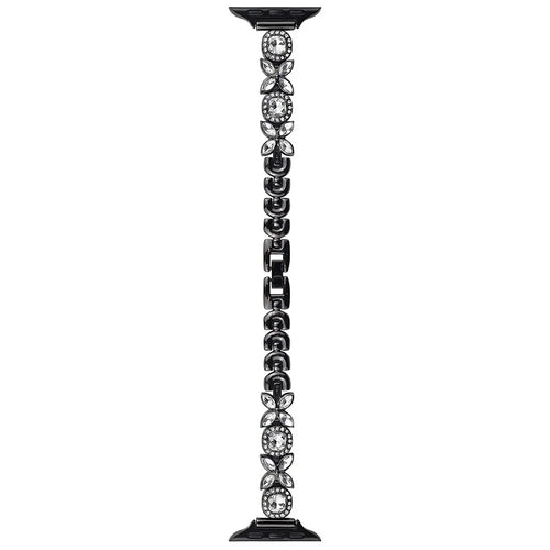 For Apple Watch Series 11 10 42mm / 9 8 7 41mm / SE3 SE2 SE 6 5 4 40mm / 3 2 1 38mm Band Zircon Gems Bracelet - Black - 1