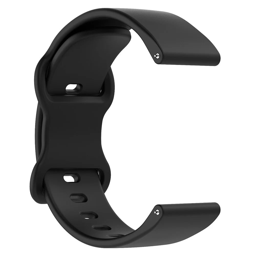 Universal 18mm Solid Color Silicone Strap Butterfly Shape Buckle Smartwatch Band - Black - 3