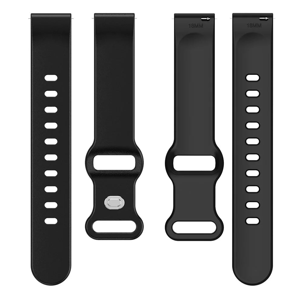 Universal 18mm Solid Color Silicone Strap Butterfly Shape Buckle Smartwatch Band - Black - 5