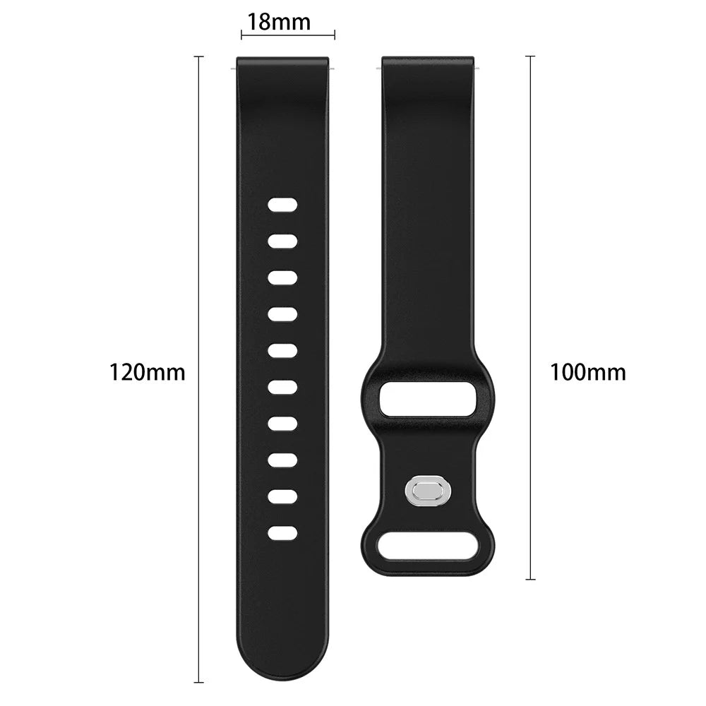 Universal 18mm Solid Color Silicone Strap Butterfly Shape Buckle Smartwatch Band - Black - 6