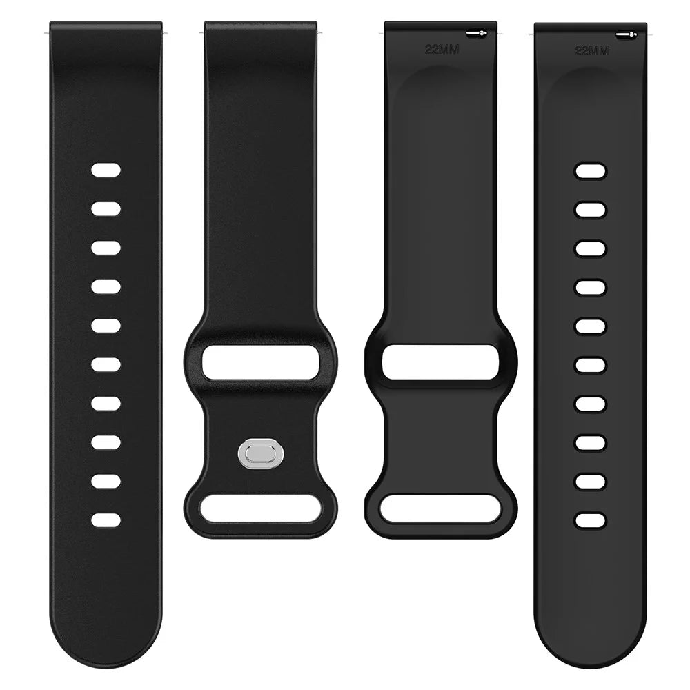 Universal 22mm Silicone Watch Strap Solid Color Butterfly Shape Buckle Replacement Band - Black - 5