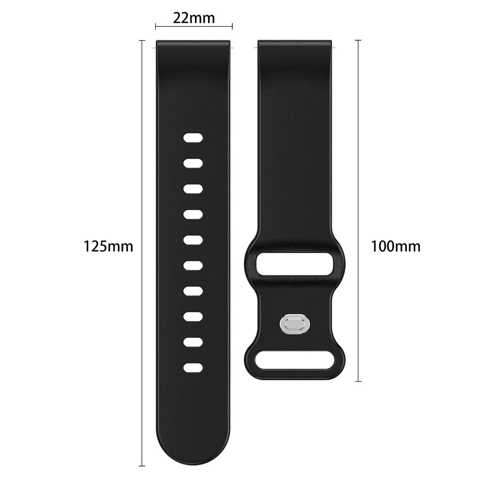 Universal 22mm Silicone Watch Strap Solid Color Butterfly Shape Buckle Replacement Band - Black - 6