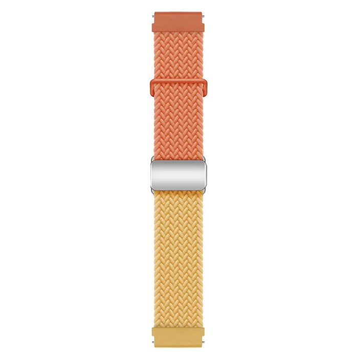 Universal 22mm Woven Watch Strap Silver Magnetic Buckle Replacement Wrist Band - Orange+Yellow - 2
