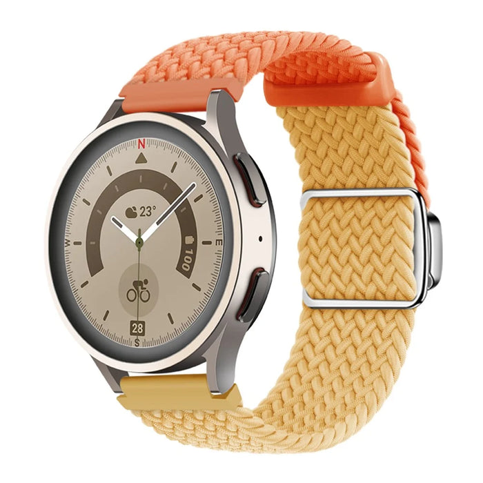 Universal 22mm Woven Watch Strap Silver Magnetic Buckle Replacement Wrist Band - Orange+Yellow - 3