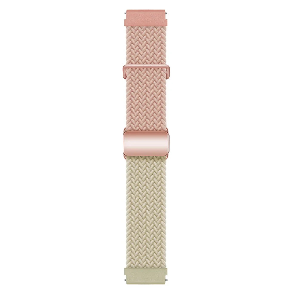 22mm Universal Smartwatch Strap Magnetic Buckle Replacement Woven Wrist Band - Pink+Starlight / Rose Gold Buckle - 2