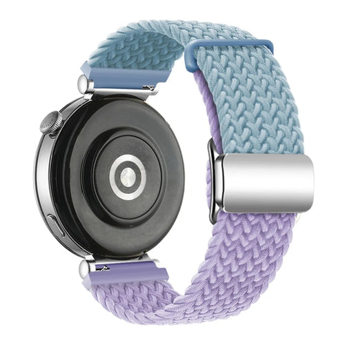For Huawei Watch GT 4 41mm Universal 18mm Watch Strap Woven Wrist Band with Silver Magnetic Buckle - Blue+Purple - 1