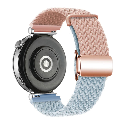 18mm Universal Smartwatch Strap Magnetic Buckle Design Woven Band - Pink+Blue / Rose Gold Buckle - 1