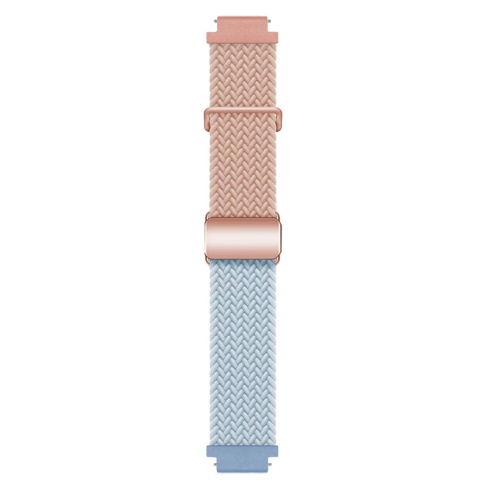 18mm Universal Smartwatch Strap Magnetic Buckle Design Woven Band - Pink+Blue / Rose Gold Buckle - 2