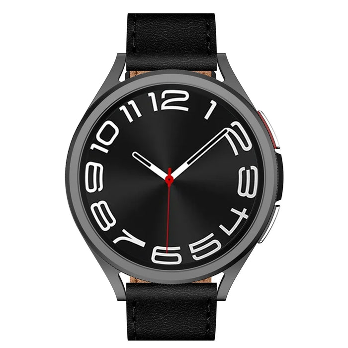 22mm Universal Smart Watch Replacement Strap Top Layer Cowhide Adjustable Wrist Band - Black - 3