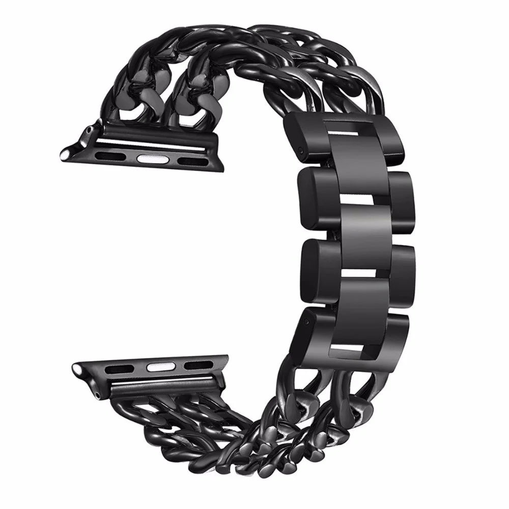Steel Wrist Watch Band for Apple Watch Series 11 10 42mm / 9 8 7 41mm / SE3 SE2 SE 6 5 4 40mm / 3 2 1 38mm - Black - 1