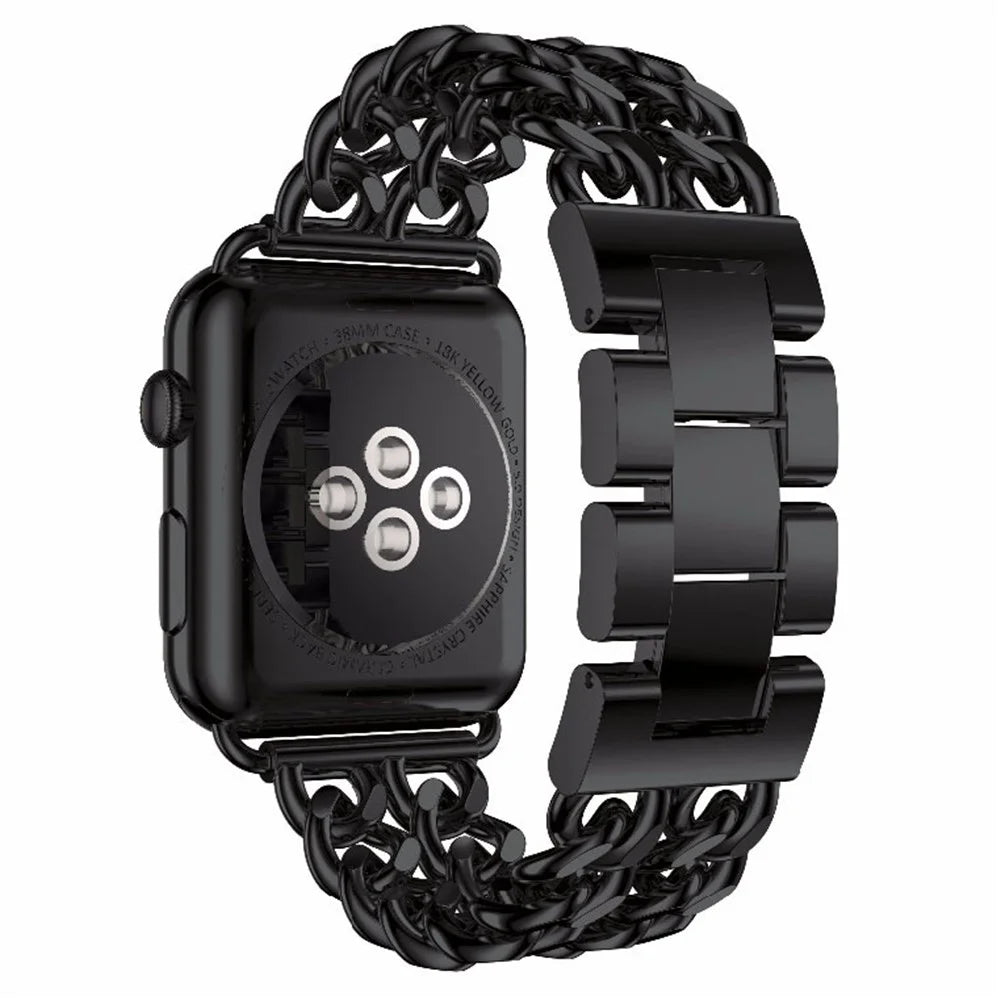 Steel Wrist Watch Band for Apple Watch Series 11 10 42mm / 9 8 7 41mm / SE3 SE2 SE 6 5 4 40mm / 3 2 1 38mm - Black - 2