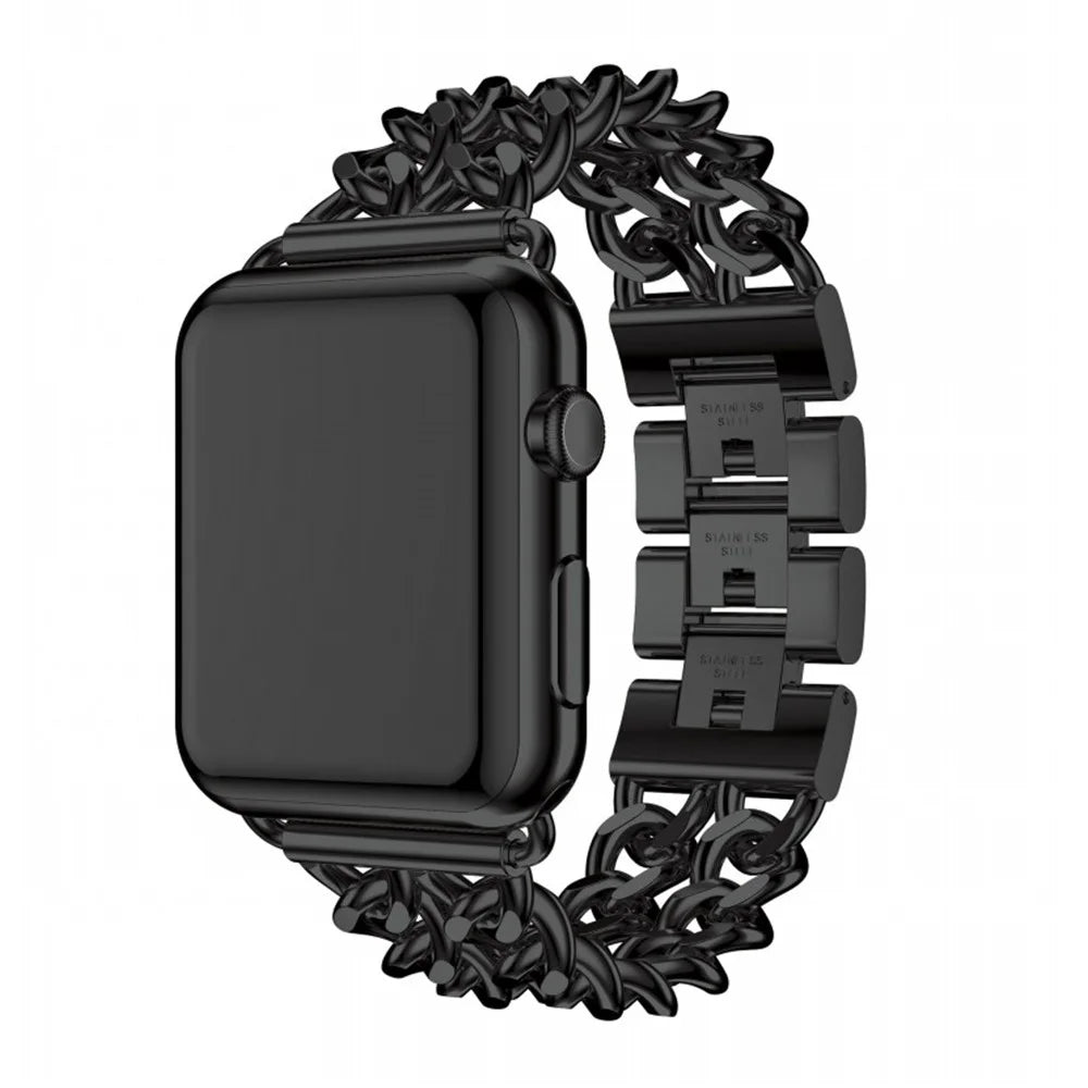 Steel Wrist Watch Band for Apple Watch Series 11 10 42mm / 9 8 7 41mm / SE3 SE2 SE 6 5 4 40mm / 3 2 1 38mm - Black - 3