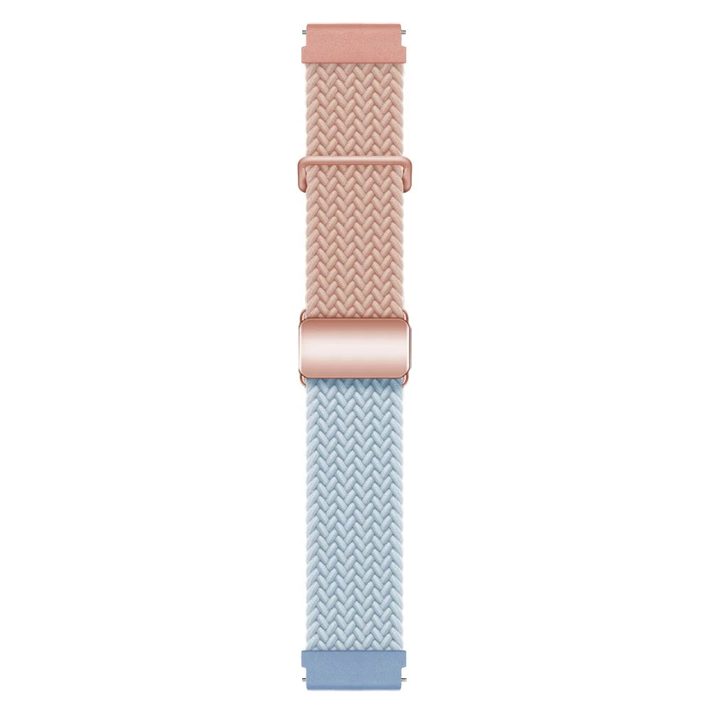 For Huawei Watch GT 3 42mm / GT 3 Pro 43mm Universal 20mm Watch Strap Magnetic Buckle Woven Wrist Band - Pink+Blue / Rose Gold Buckle - 2