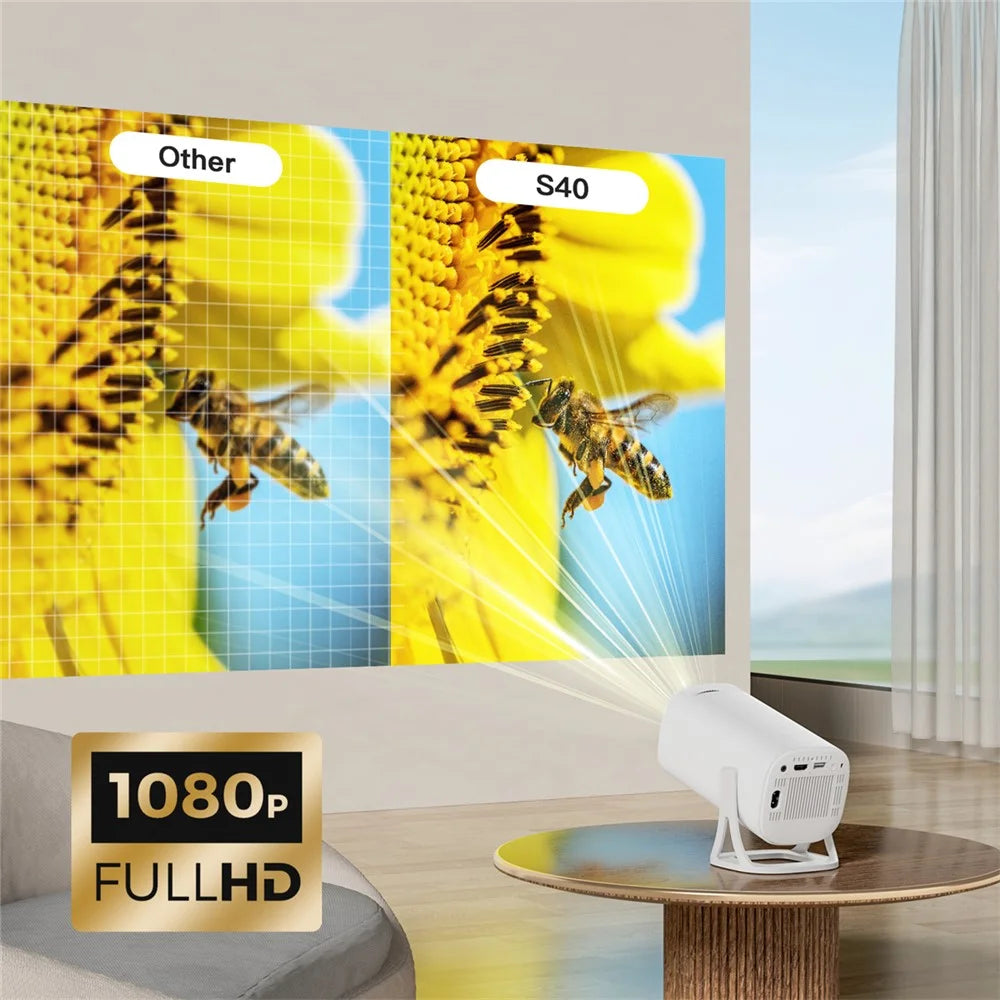 S40 1024*600P Android 11 WiFi6 Bluetooth-compatible Smart Projector Home Theater Projector Support 4K Video - US Plug - 4