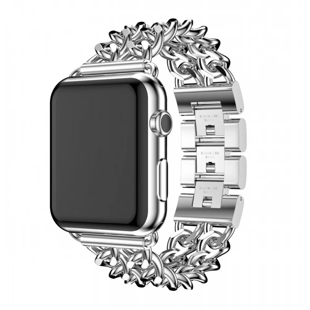 Steel Wrist Watch Band for Apple Watch Ultra 3 2 1 49mm / Series 11 10 46mm / 9 8 7 45mm / SE3 SE2 SE 6 5 4 44mm / 3 2 1 42mm - Silver - 4