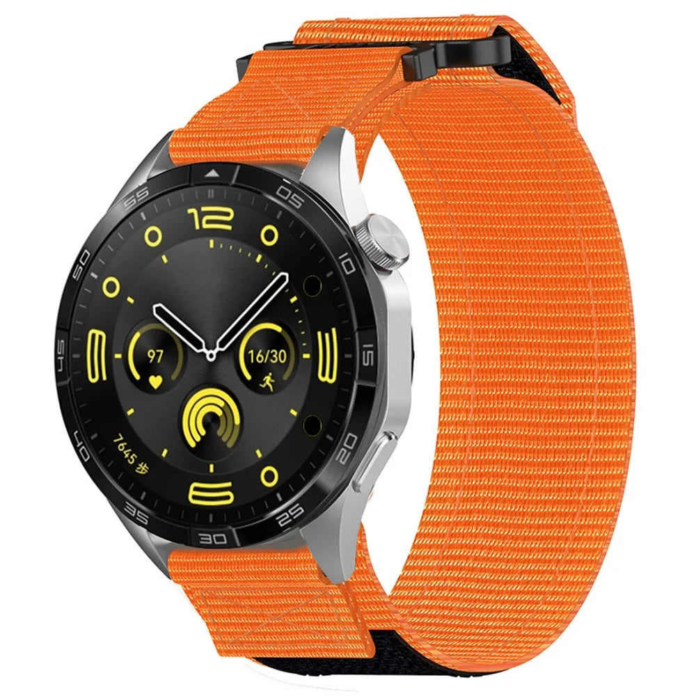For Samsung Galaxy Watch FE 40mm / Watch6 / Huawei Watch GT 4 Universal 22mm Magic Tape Nylon Watch Strap - Orange - 4