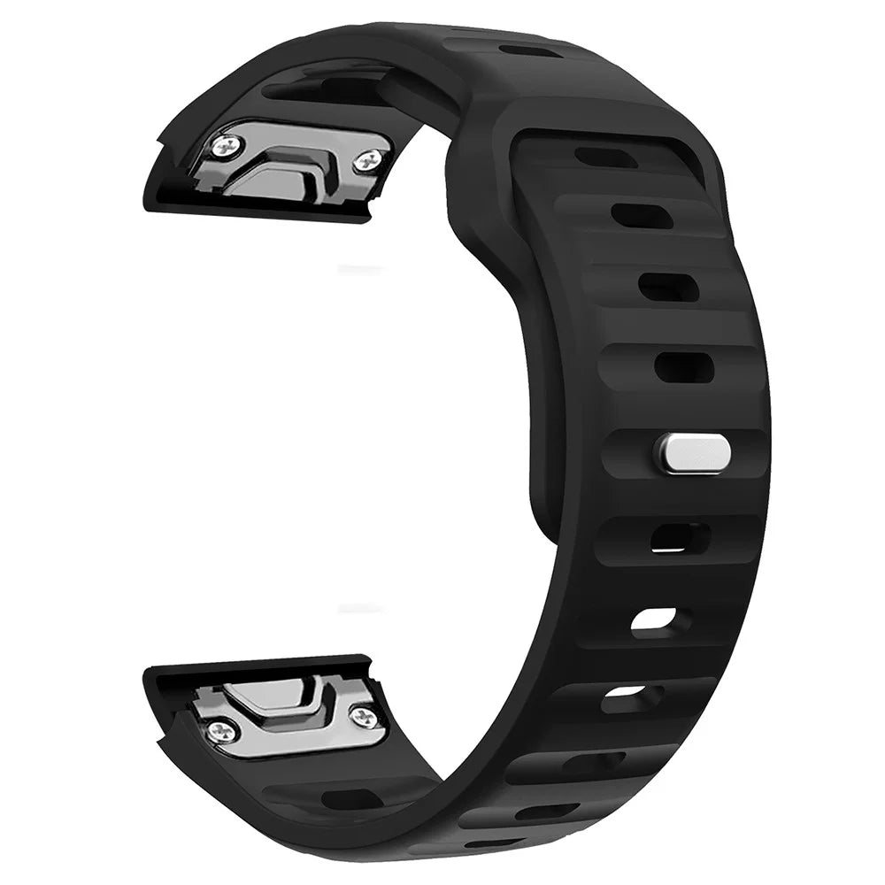 For Garmin Fenix 7X Soft Silicone Watch Strap Adjustable Wrist Band Replacement - Black - 1