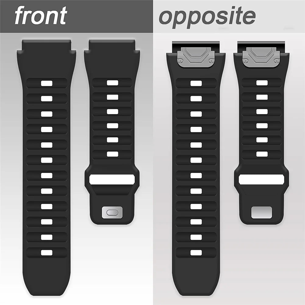 For Garmin Fenix 7X Soft Silicone Watch Strap Adjustable Wrist Band Replacement - Black - 4