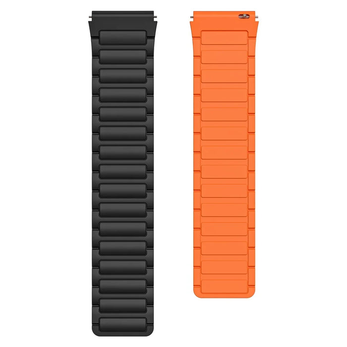 For Huawei / Samsung Smart Watch Silicone Band 22mm Universal Magnetic Replacement Strap - Black+Orange - 2