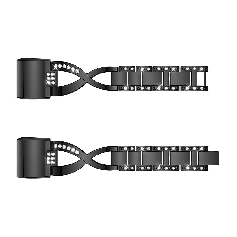 Metal Rhinestone Decor X-shape Watch Band for Fitbit Charge 2 - Black - 3