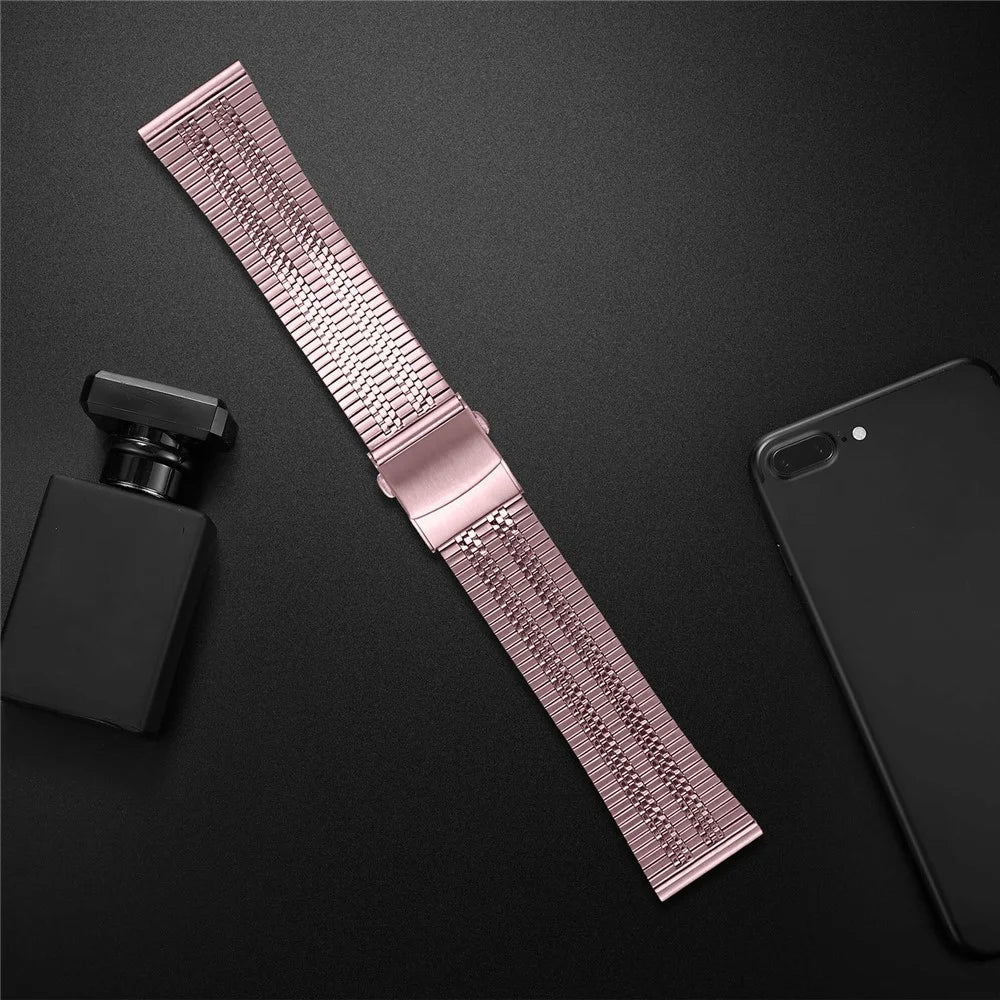 For Garmin Vivomove 3 / GarminMove 3 Stainless Steel 20mm Watch Strap Replacement Wrist Band - Rose Pink - 4