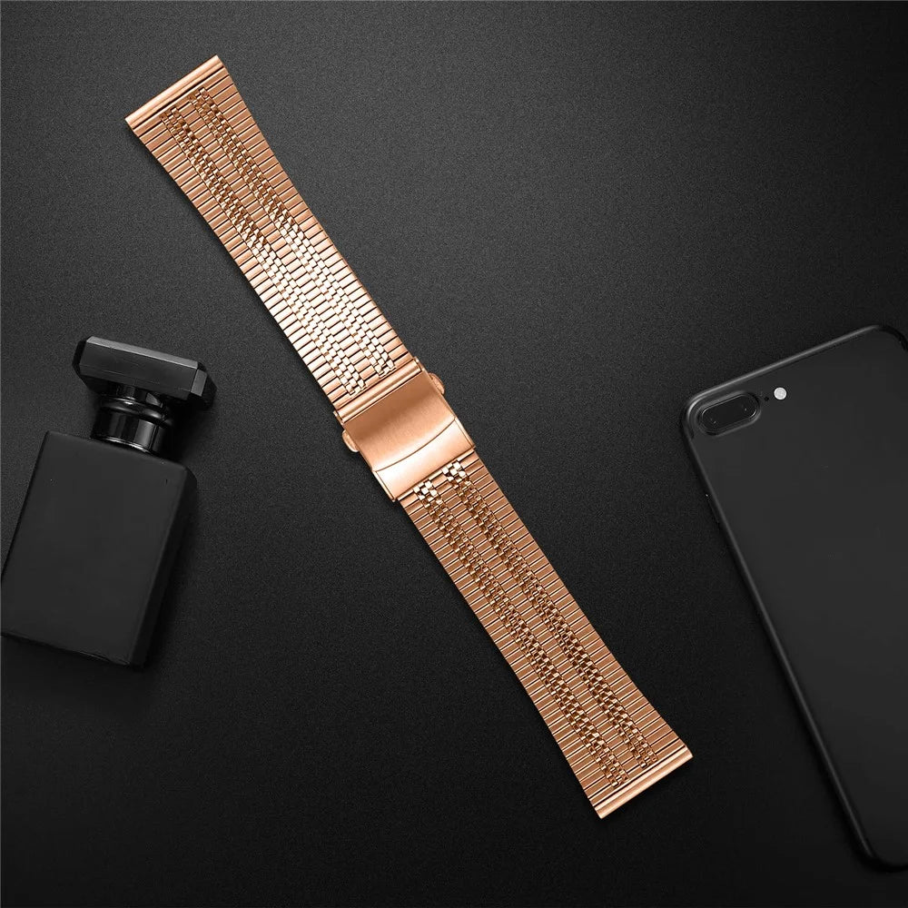 For Samsung Gear S3 Classic Smart Watch Band Stylish 22mm Stainless Steel Replacement Wrist Strap - Rose Gold - 4