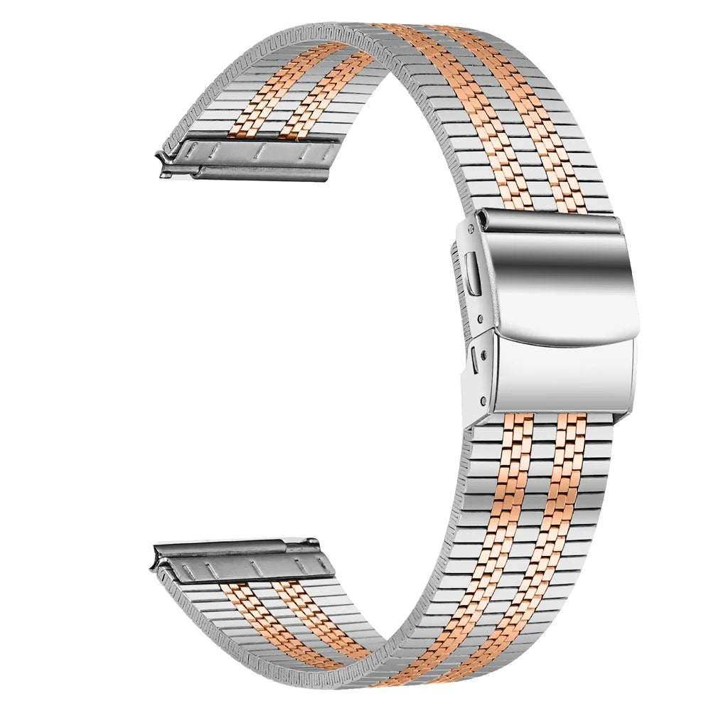 For Huawei Watch GT 42mm / 46mm Stainless Steel Watch Band Stylish 22mm Replacement Wrist Strap - Silver+Rose Gold - 1